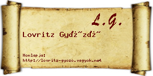 Lovritz Győző névjegykártya